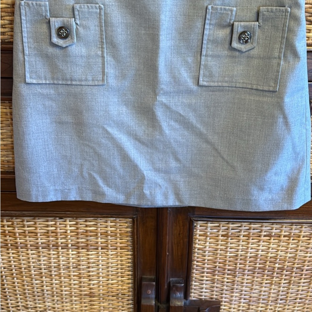 Taupe brown Mini Skirt with Buttoned Pockets